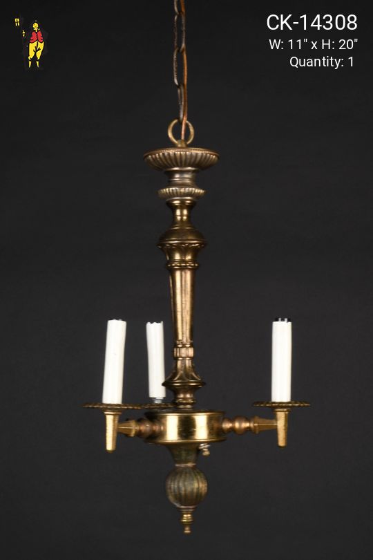 Three Light Antique Brass Chandelier