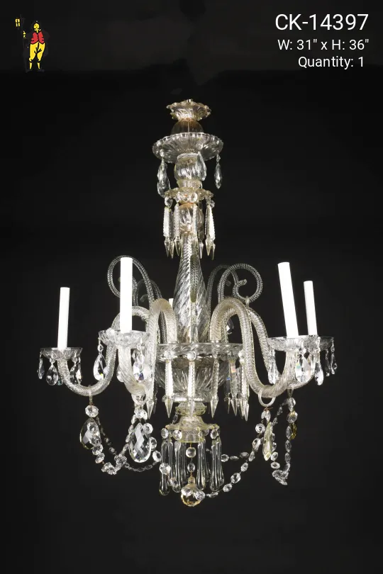 Five Light Crystal Chandelier w/Scrolls