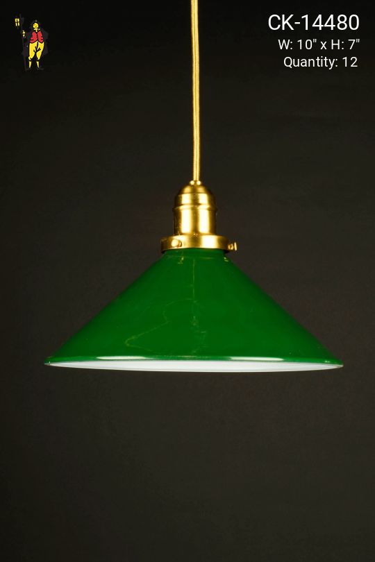10" Hanging Green Metal Cone Reflector