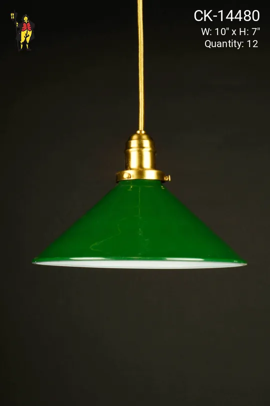 10" Hanging Green Metal Cone Reflector