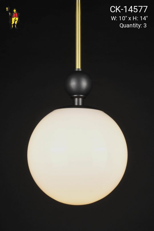 Brass & Black Neckless Globe Hanging Fixture