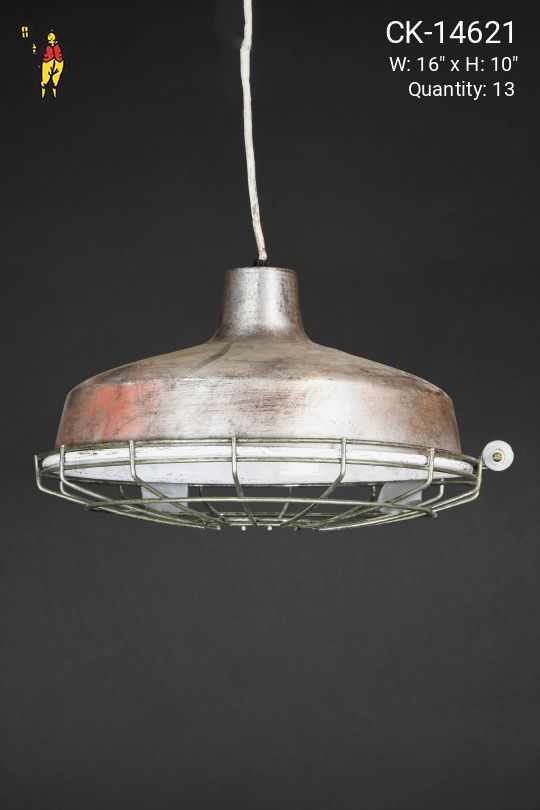 16" Distressed Silver Hanging RLM (Available w/Metal Cage)