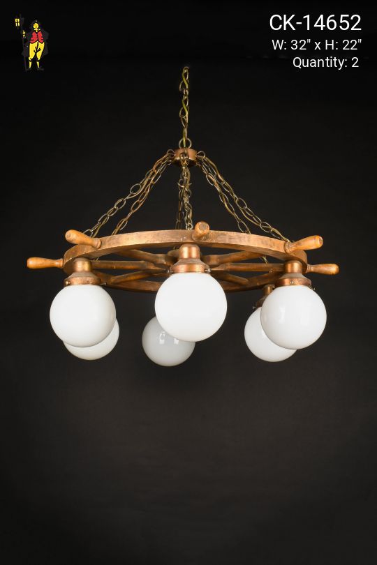 Six Light "Ship Wheel" Chandelier