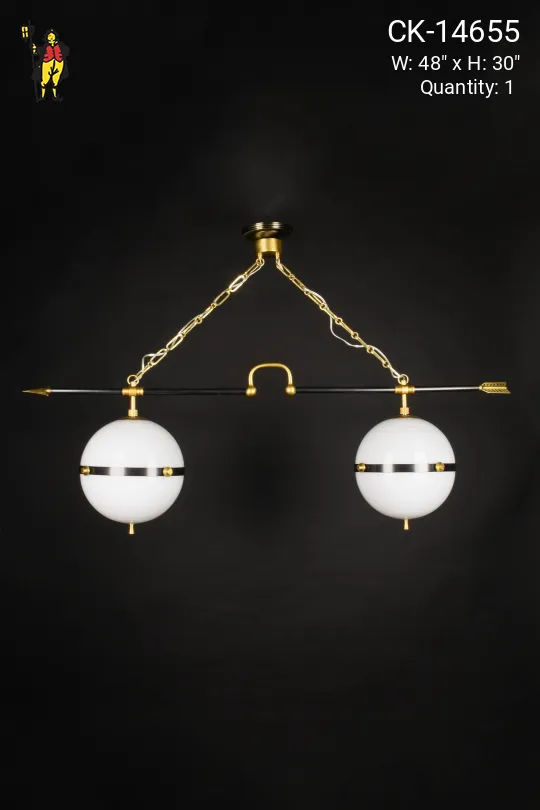 Black & Brass Two Light Chandelier
