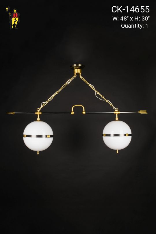 Black & Brass Two Light Chandelier