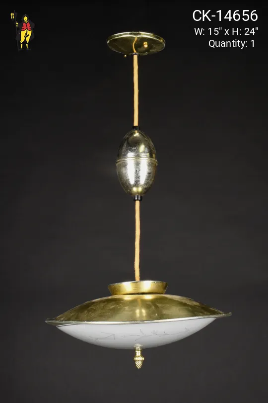 Mid Century Brass Pull Down Fixture