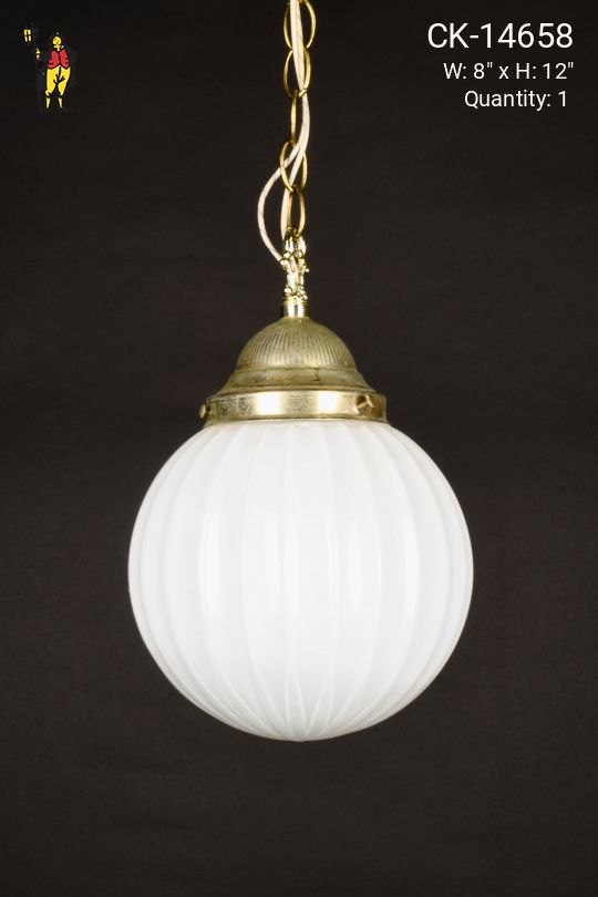 8" White Glass Hanging Globe