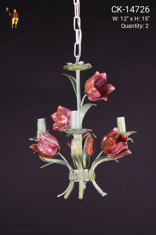 Small Green Floral Chandelier