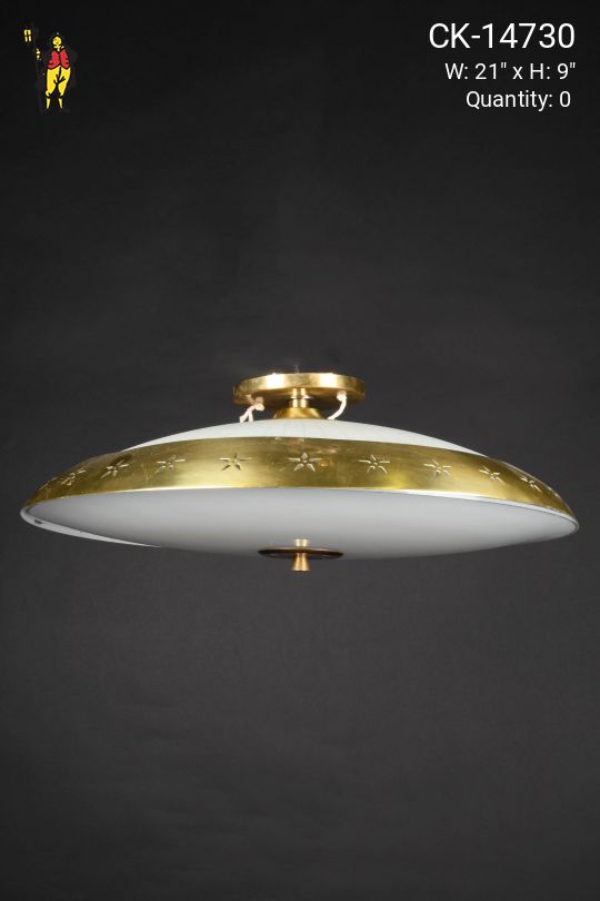 Brass Mid Century Flush Mount Fixture