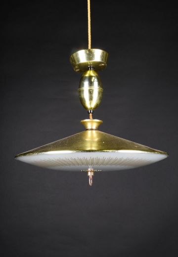 Brass Mid Century Pull Down Fixture