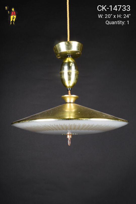 Brass Mid Century Pull Down Fixture