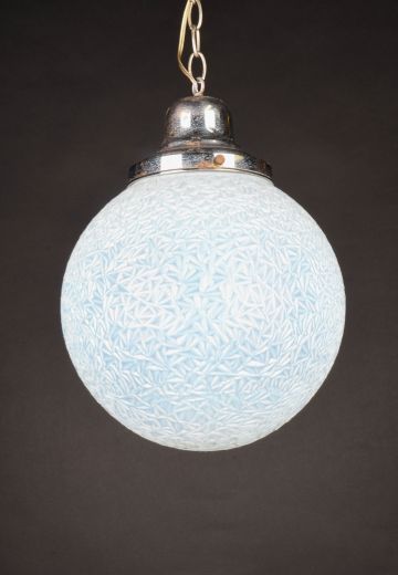 12" Light Blue Textured Hanging Glass Globe