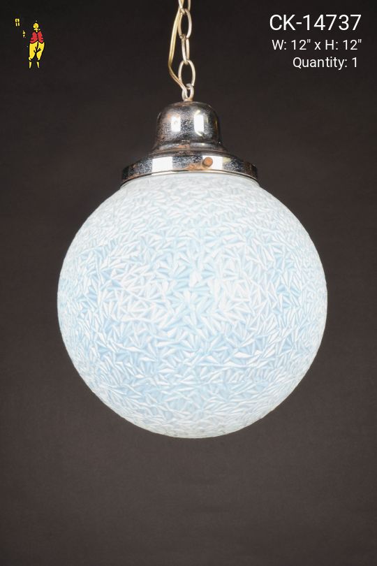 12" Light Blue Textured Hanging Glass Globe