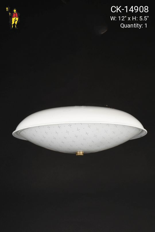 Frosted Patterned Glass Mid Century Flush Mount Fixture