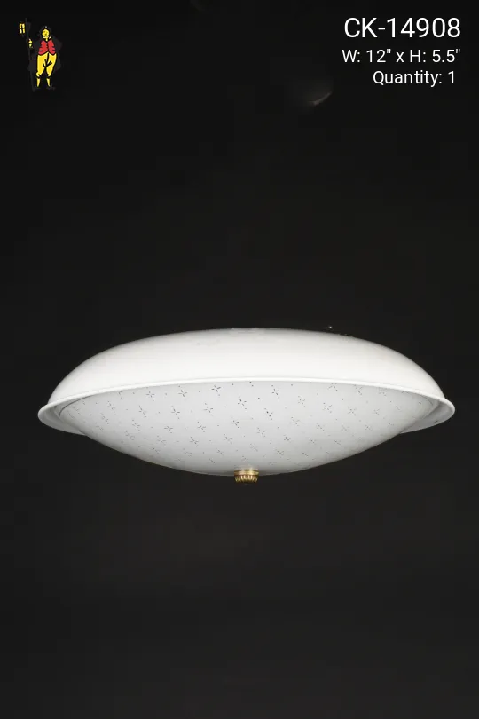 Frosted Patterned Glass Mid Century Flush Mount Fixture