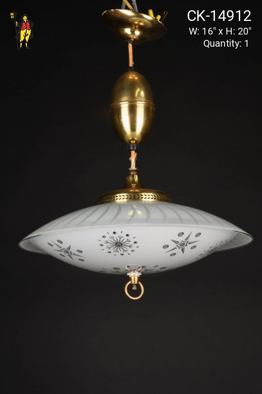 Glass Mid Century Pull Down Hanging Fixture