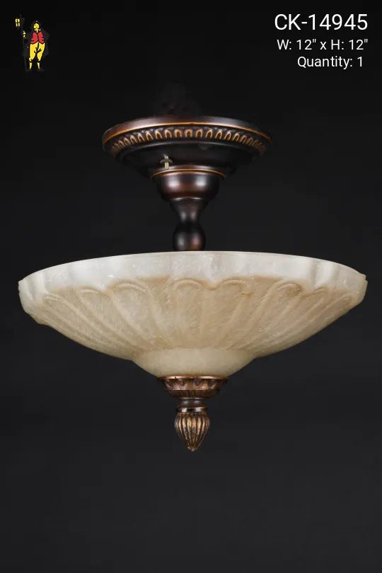 Bronze Three Light Semi Flush Mount Hanging Fixture