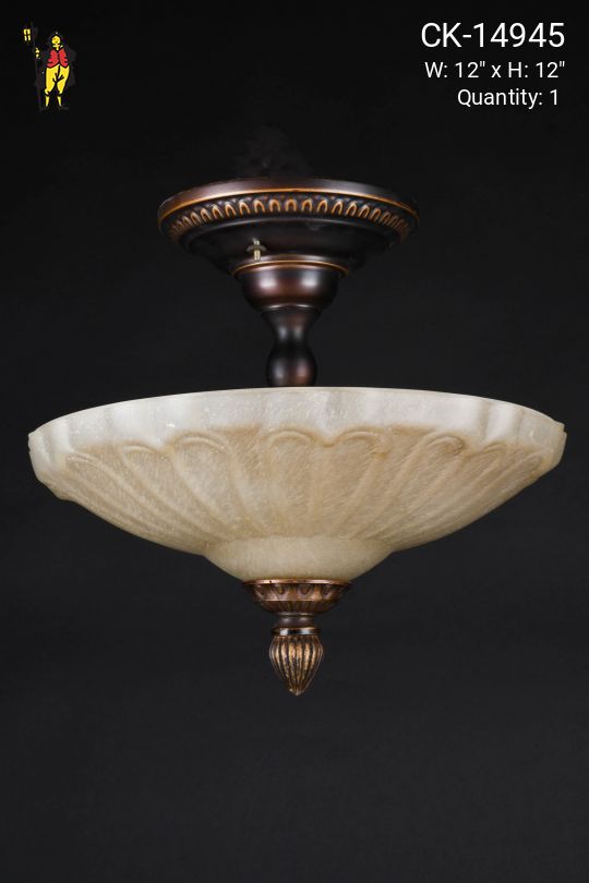 Bronze Three Light Semi Flush Mount Hanging Fixture