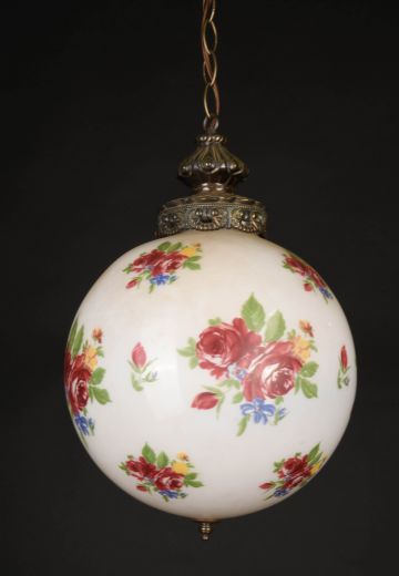 12" Painted Floral Hanging Globe