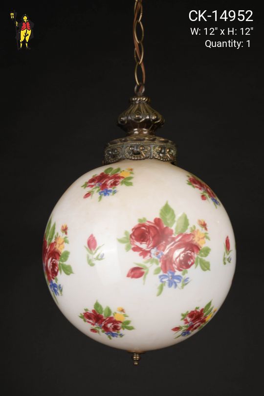 12" Painted Floral Hanging Globe