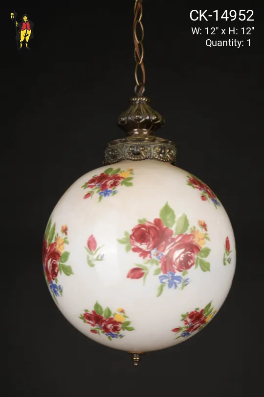 12" Painted Floral Hanging Globe