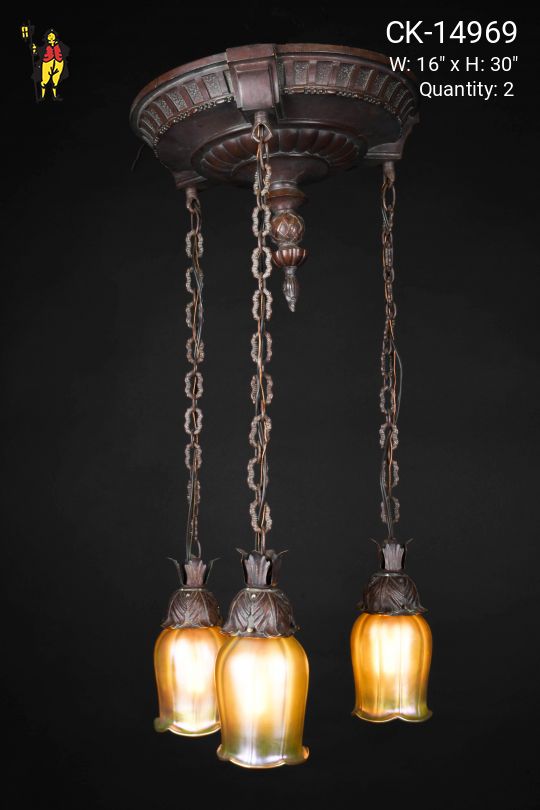 Bronze Three Light Hanging Pendant Flush Mount Fixture