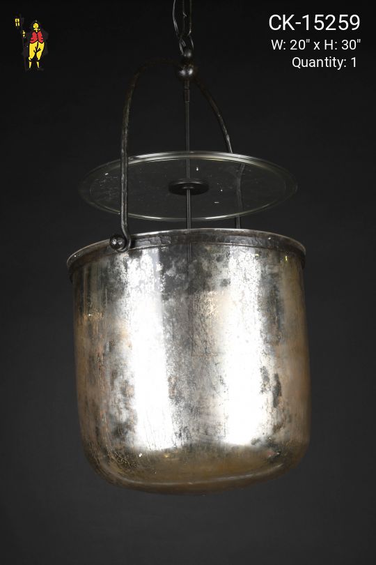 Large Distressed Glass Hanging Lantern