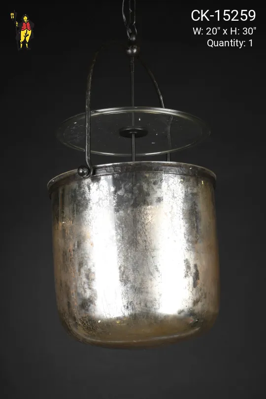 Large Distressed Glass Hanging Lantern