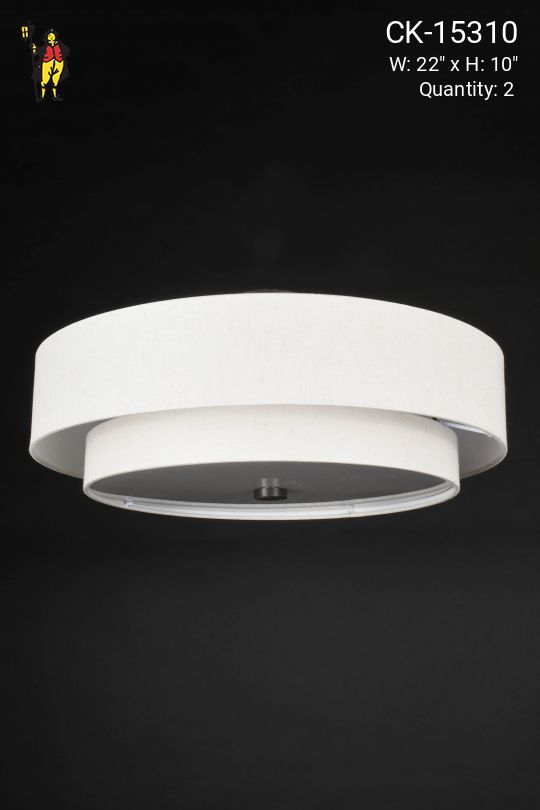 Fabric Two Tiered Drum Shade Flush Mount Fixture