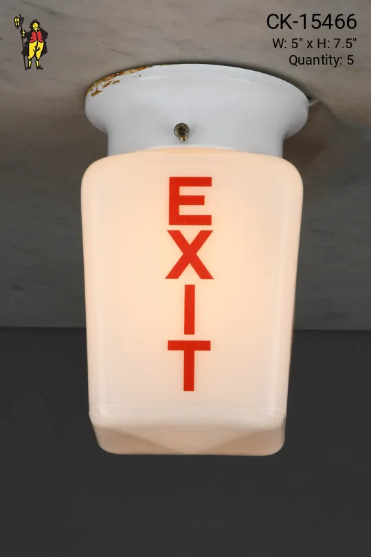 Vintage Flushmount Three Sided "Exit" Globe