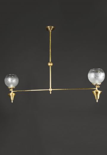 58" Brass Two Light Victorian Hanging Fixture