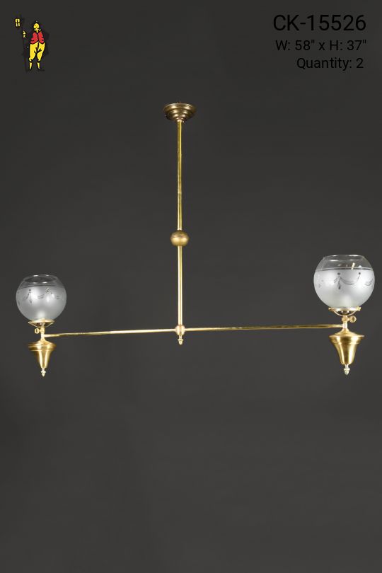58" Brass Two Light Victorian Hanging Fixture