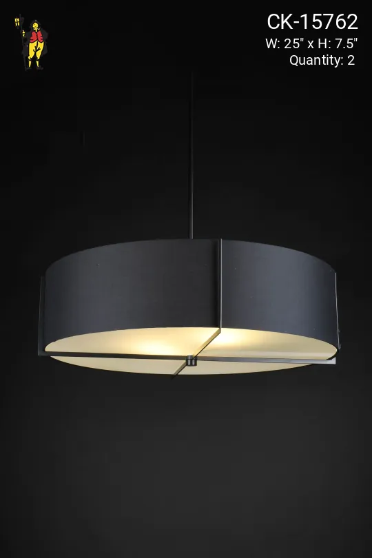 Black Fabric Hanging Drum Shade Pendant