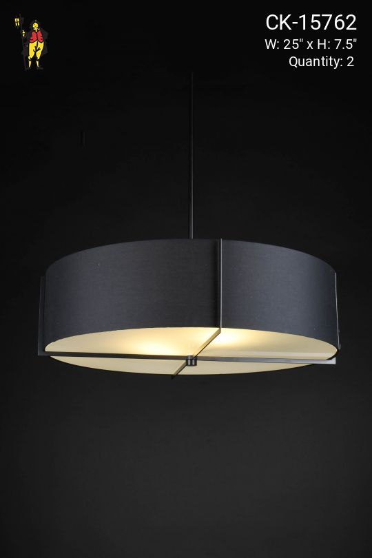 Black Fabric Hanging Drum Shade Pendant