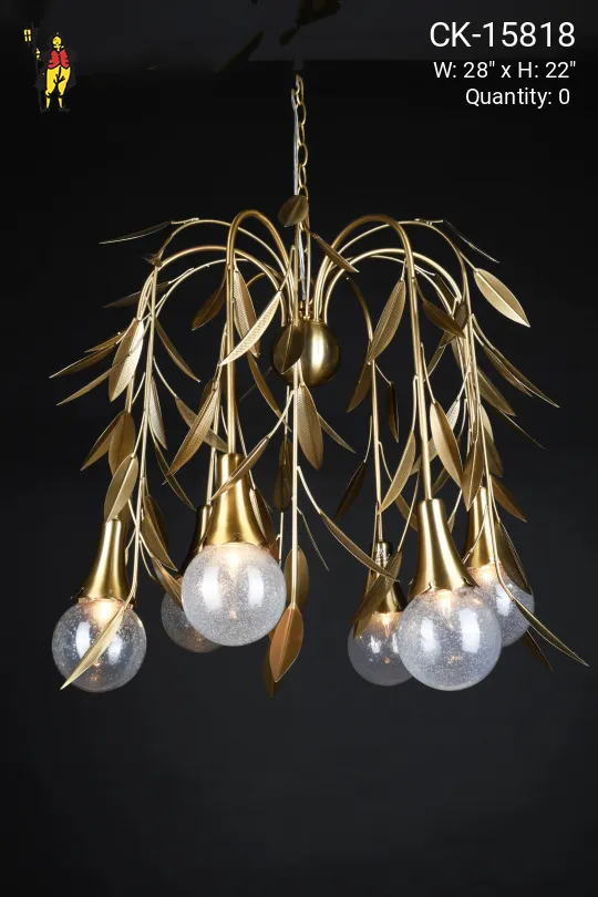 Brass Six Light Modern Hanging Fixture