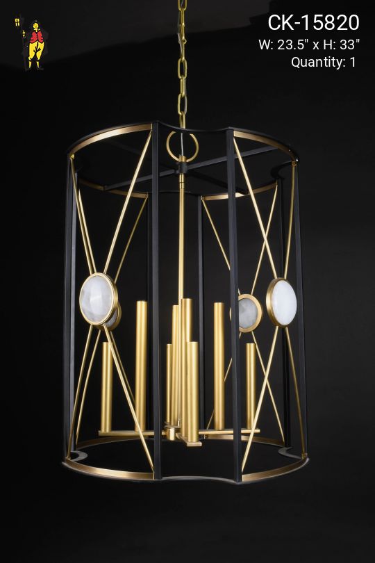 Brass & Black Eight Light Hanging Lantern