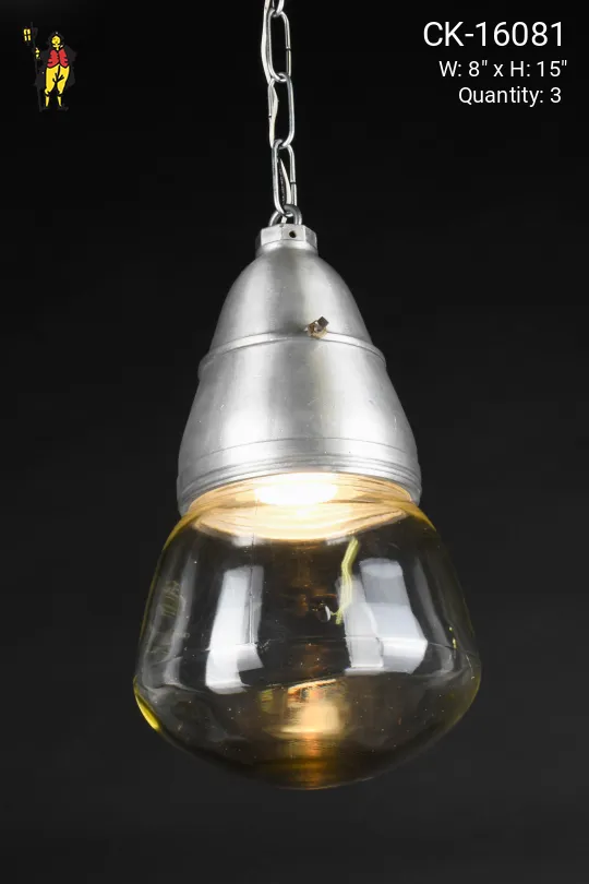 Hanging Glass & Metal Industrial Pendant