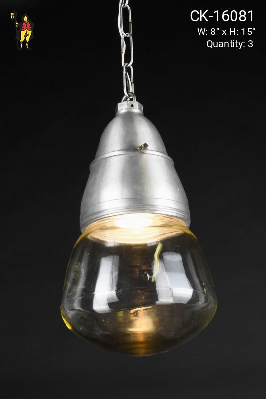 Hanging Glass & Metal Industrial Pendant