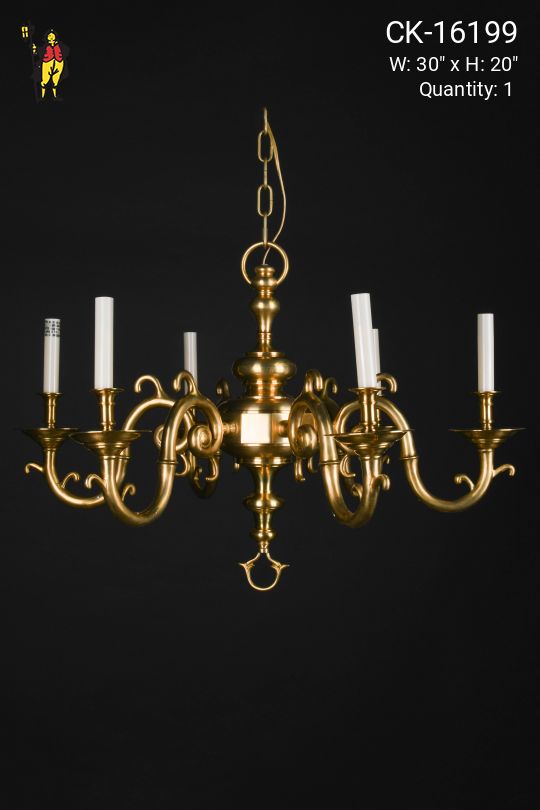 Antique Brass Six Light Traditional Chandelier