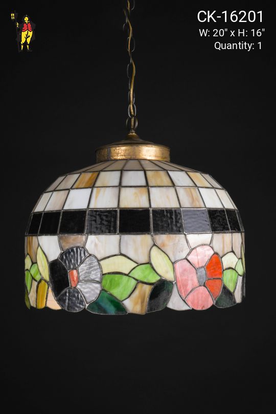 Floral Art Glass Hanging Pendant