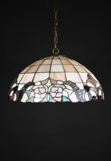 Purple & Blue Floral Art Glass Hanging Pendant