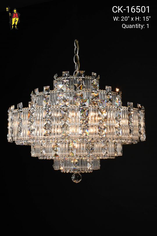 Fifteen Light Nickel & Crystal Chandelier (Missing A Few Crystals)