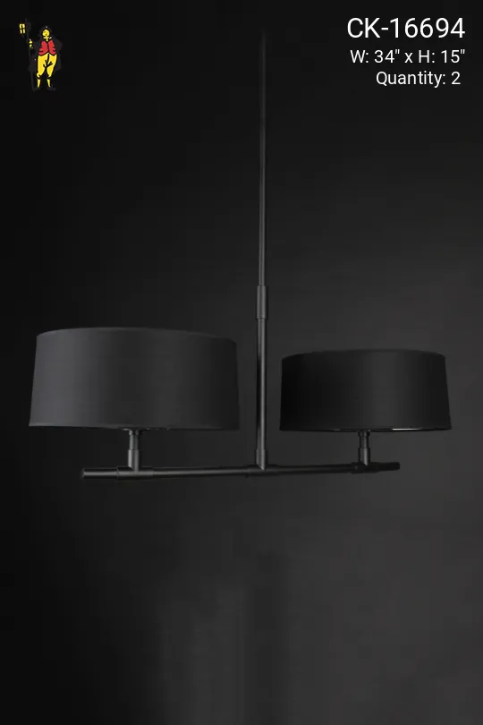 Black Two Fabric Shaded Linear Hanging Fixture