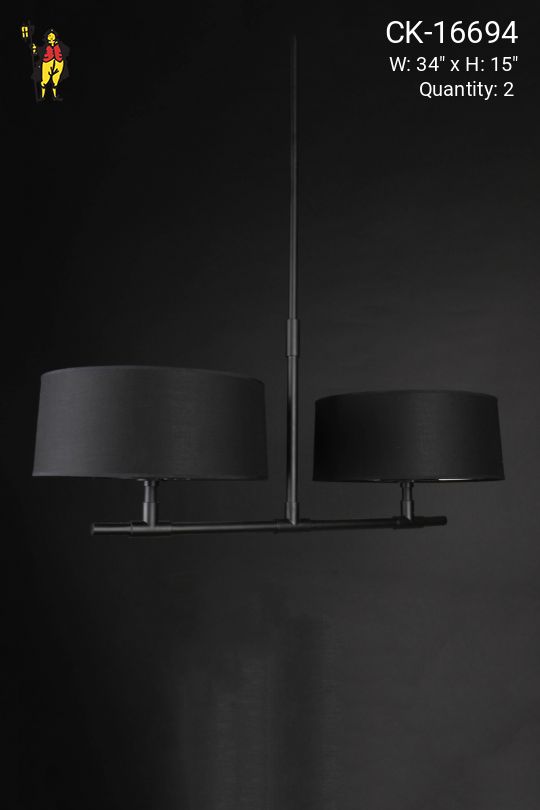 Black Two Fabric Shaded Linear Hanging Fixture