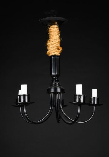 Black Five Light Nautical Rope Traditional Chandelier