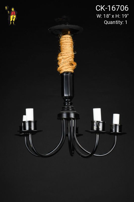 Black Five Light Nautical Rope Traditional Chandelier