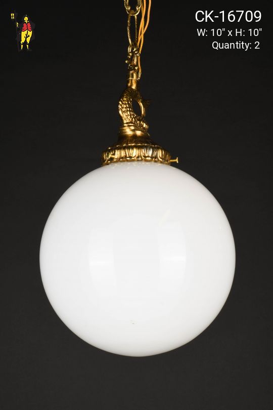 10" Glass Globe w/Gothic Brass Holder