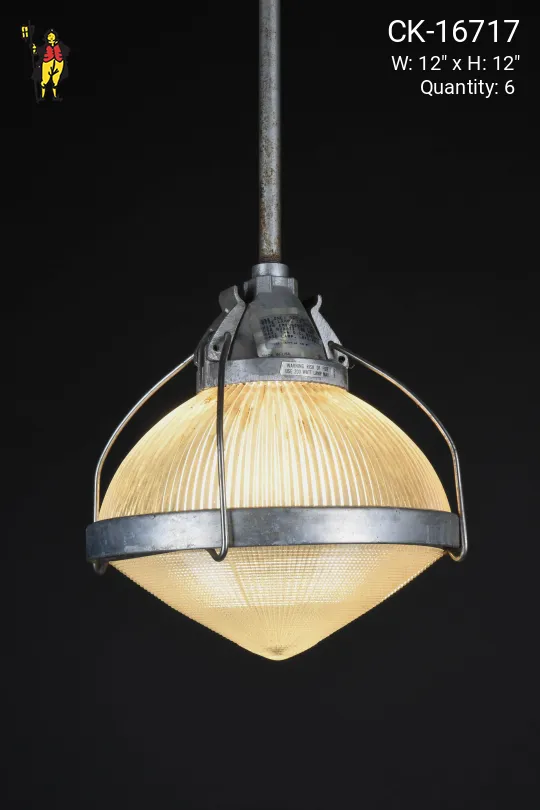 Halophane Glass Industrial Hanging Pendant