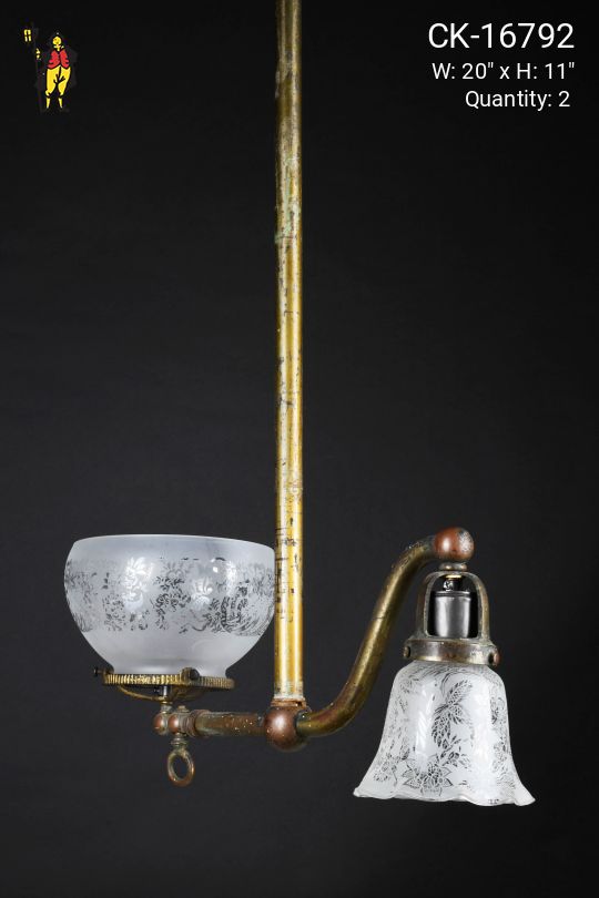 Antique Brass Faux Gas Hanging Pendant