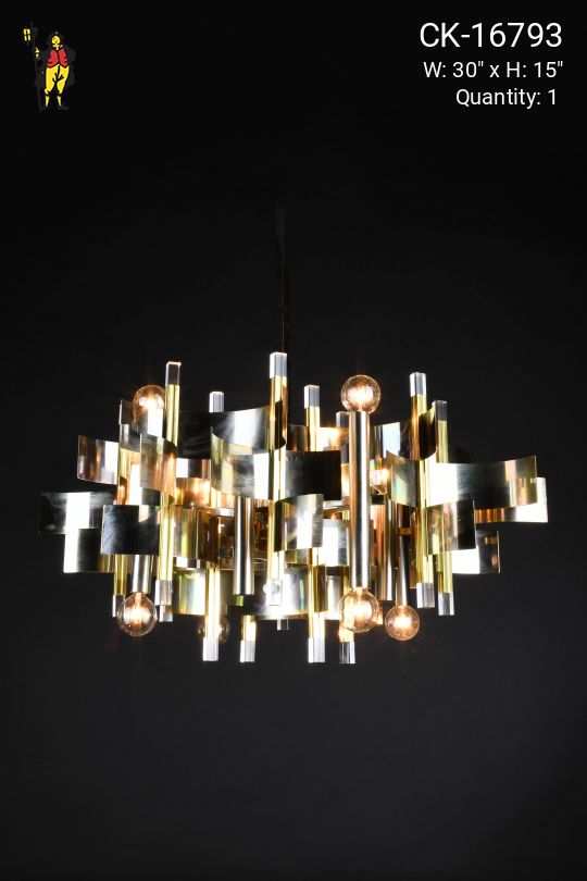 Polished Brass Mid Century Abstract Chandelier